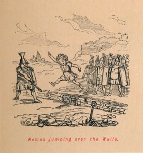 Remus hoppar över murarna, 1852 av John Leech