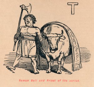 Romersk tjur och periodens präst, 1852 av John Leech