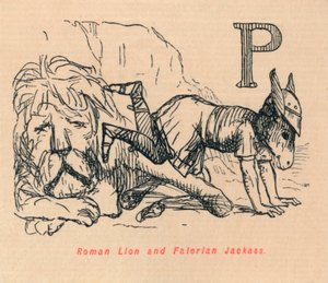 Romersk lejon och Falerian Jackass, 1852 av John Leech