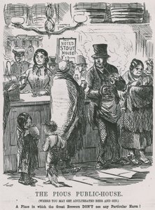 The Pious Public House, där du kan få förfalskad öl och gin. av John Leech