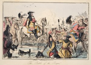 Slaget vid Boyne, från The Comic History of England, pub. 1864 (handfärgad etsning) av John Leech