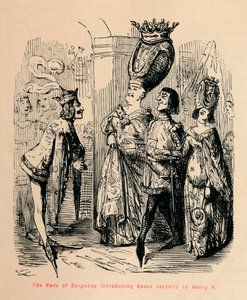 Hertigen av Bourgogne presenterar drottning Isabella för Henrik V, c1860, c1860 av John Leech