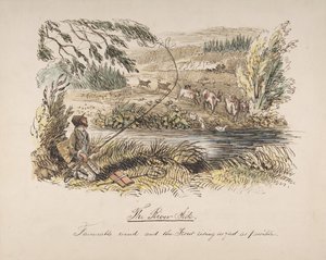 Flodstranden, gynnsam vind och öringen stiger så fort som möjligt, 1830-64. av John Leech