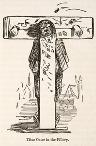 Titus Oates i pelaren, från The Comic History of England, pub. 1864 av John Leech