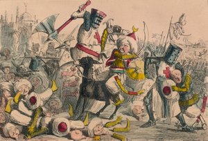 Fantastisk strid mellan Richard Coeur de Lion och Saladin, 1850 av John Leech and Gilbert Abbott A Beckett