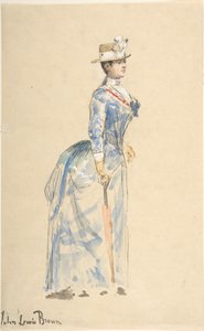 Kvinna klädd i blått, 1800-talet.