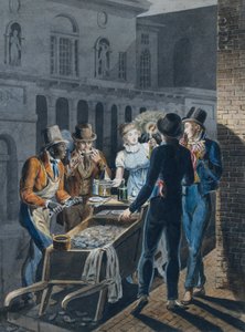Nattliv i Philadelphia – en Oyster Barrow framför Chestnut Street Theatre, 1811-ca. 1813.