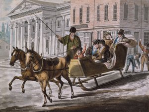 Vinterscen i Philadelphia—The Bank of the United States i bakgrunden, 1811-ca. 1813.