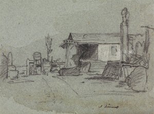 En scen på Edgware Road, London av John Linnell