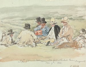 Gräsklippare på fältet i Porchester Terrace, Bayswater, 9 juni 1830 av John Linnell