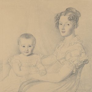 Porträtt av en mor och ett barn, 1823. av John Linnell