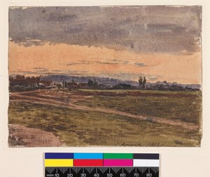 Recto: Solnedgång. Verso: En skiss för samma ämne, 1812 av John Linnell