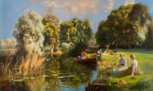 A Summer Holiday (olja på duk) av John Lochhead