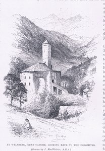 Vid Welsberg, nära Cadore, med en blick tillbaka till Dolomiterna, från The Magazine of Art 1893, Cassell and Company av John MacWhirter