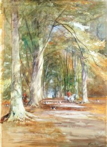 Huntsman in a Clearing (akvarell och kroppsfärg på papper) av John MacWhirter