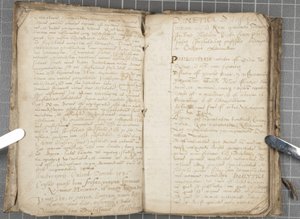 Föreläsningsanteckningar om dialektik, ca 1584-86 (penna och bläck på papper i bunden volym) av John Malcolm