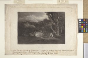 Paradiset - Ärkeängeln Rafaels närmande (mezzotint)