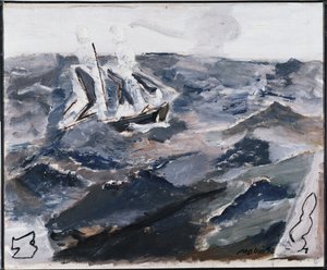 Hav och båt (olja på duk)