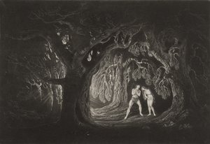 Adam hör den Allsmäktiges röst, ca 1827 (mezzotint) av John Martin