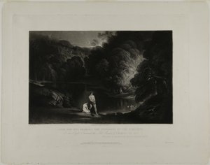Adam och Eva som hör den Allsmäktiges dom, från illustrationer av Bibeln av John Martin