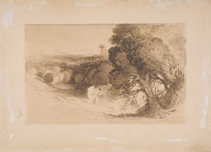 Utvisning från Eden, (bruntvätt på papper som lagts ner på kort) av John Martin