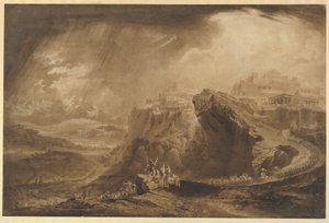 Josua befaller solen att stå stilla över Gibeon (Josua 10:12-14) av John Martin