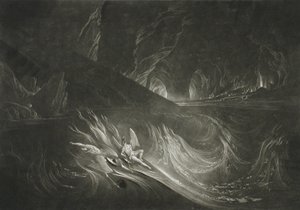 Lucifer på den brinnande sjön av John Martin