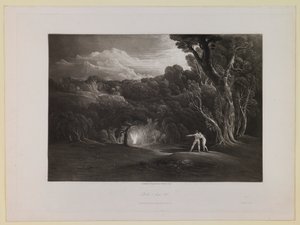 Paradiset - med ärkeängeln Rafaels ankomst (Bok 5, rad 308), ur "Det förlorade paradiset" av John Martin