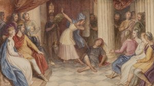 Pyramus och Thisbe, Midsommarnattsdröm, akt V, Scen I, ca 1840 (wc på papper)