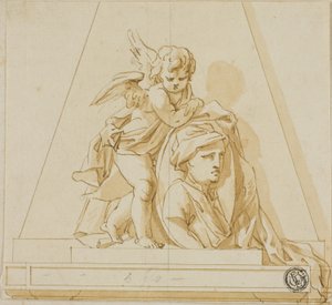 Preliminär design för monument till poeten John Gay av John Michael Rysbrack
