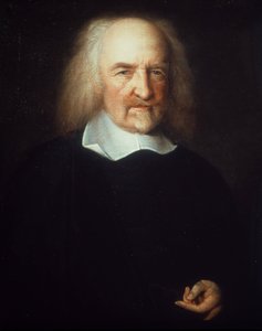Porträtt av Thomas Hobbes.Engelsk filosof. (1588-1679) - målning av John Michael Wright. London National Portrait Gallery