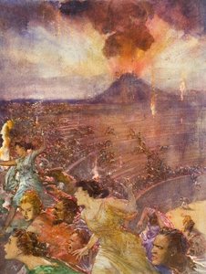 Vesuvius utbrott (gouache på papper) av John Millar Watt