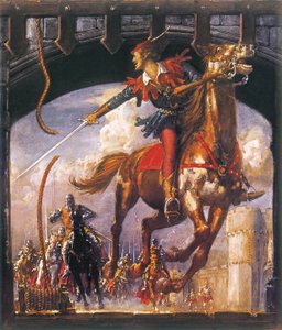 Robin Hood jagas av normandiska soldater av John Millar Watt
