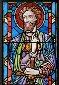 St Paul, detalj från The Crucifixion, 1861 (målat glas)