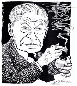 Arthur Koestler, karikatyr av John Minnion