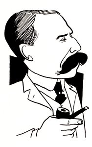 Edward Elgar - karikatyr med pipa i handen av John Minnion