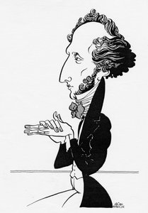 Felix Mendelssohn - Karikatyr av den tyske kompositören, 3 februari 1809 - 4 november 1847 av John Minnion