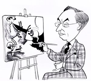 Vassily ( Wassily ) Kandinsky, karikatyr med staffli av John Minnion