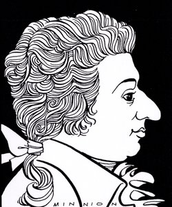 Wolfgang Amadeus Mozart - karikatyr av John Minnion