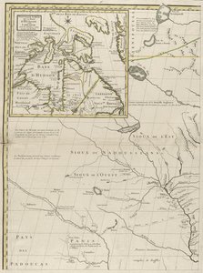 En karta över de brittiska och franska dominionerna i Amerika, 1756 (gravyr med konturfärg på papper)