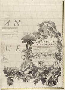 En karta över de brittiska och franska dominionerna i Amerika, 1756 (gravyr med konturfärg på papper)