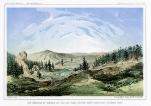 Heta källor vid deras källa i Lou Lou Fork, Bitterroot Mountains, Montana, USA, 1856. av John Mix Stanley