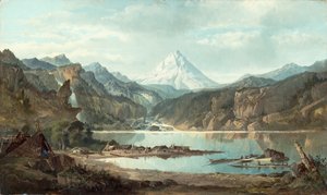 Bergslandskap med indianer, 1870-75 av John Mix Stanley