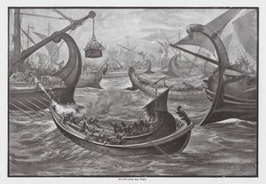 En gammal tiders sjöslag (litografi)