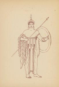 Antik grekisk kvinnodräkt (litho)