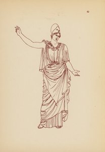 Antik grekisk kvinnodräkt (litho)