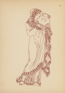 Antik grekisk kvinnodräkt (litho)