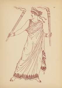 Antik grekisk kvinnodräkt (litho)