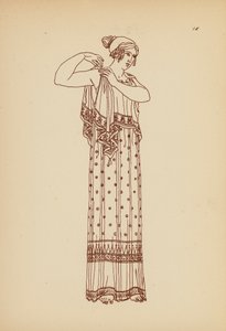 Antik grekisk kvinnodräkt (litho)
