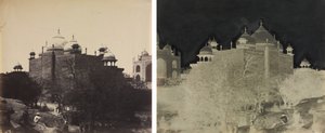 Taj Mahal, Vy bakifrån av rasthuset, med figur